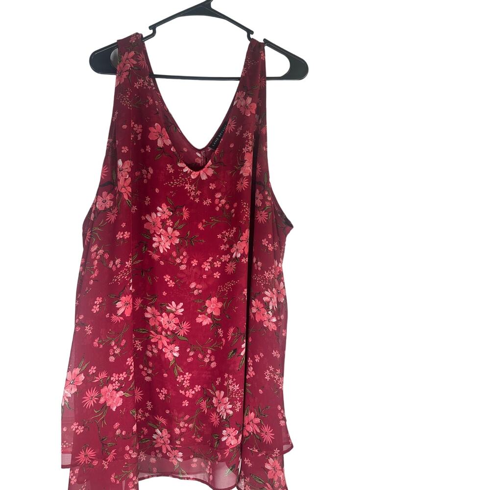 Lane Bryant Women’s Wine Floral Double Layer Chiffon Swing Tank Top - Size 30/32 - Picture 5 of 9